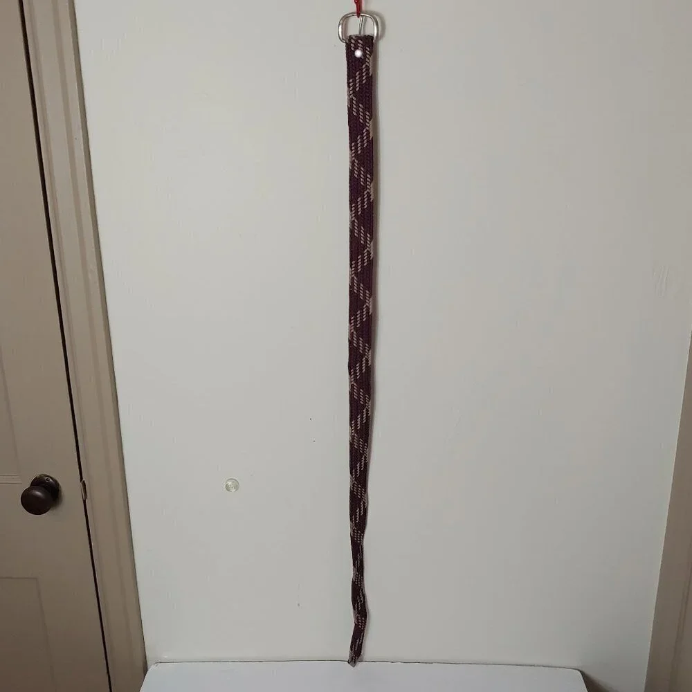 Retro Vintage Weave Rope‎ Burgundy Belt Silver Tone